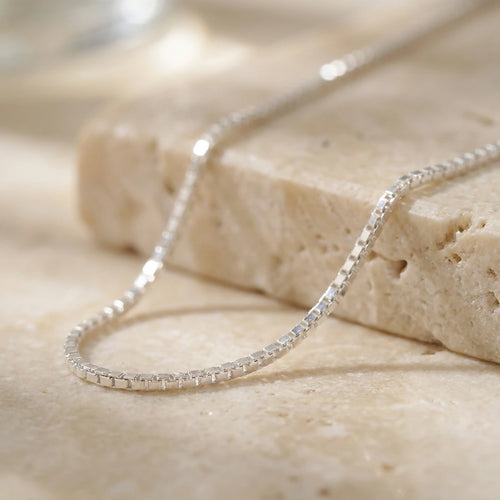 925 Sterling Silver Chain Necklace - Box Design | 925 Sterling Silver Chain Necklace - Box Design | GRIHA