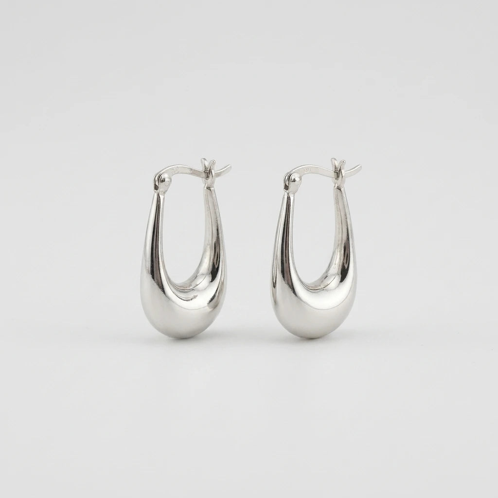 925 Sterling Silver Oval Hoop Earrings | Silver Hoop Earrings- Oval Shape- 925 Sterling Silver