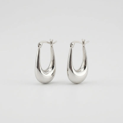 925 Sterling Silver Oval Hoop Earrings | Silver Hoop Earrings- Oval Shape- 925 Sterling Silver