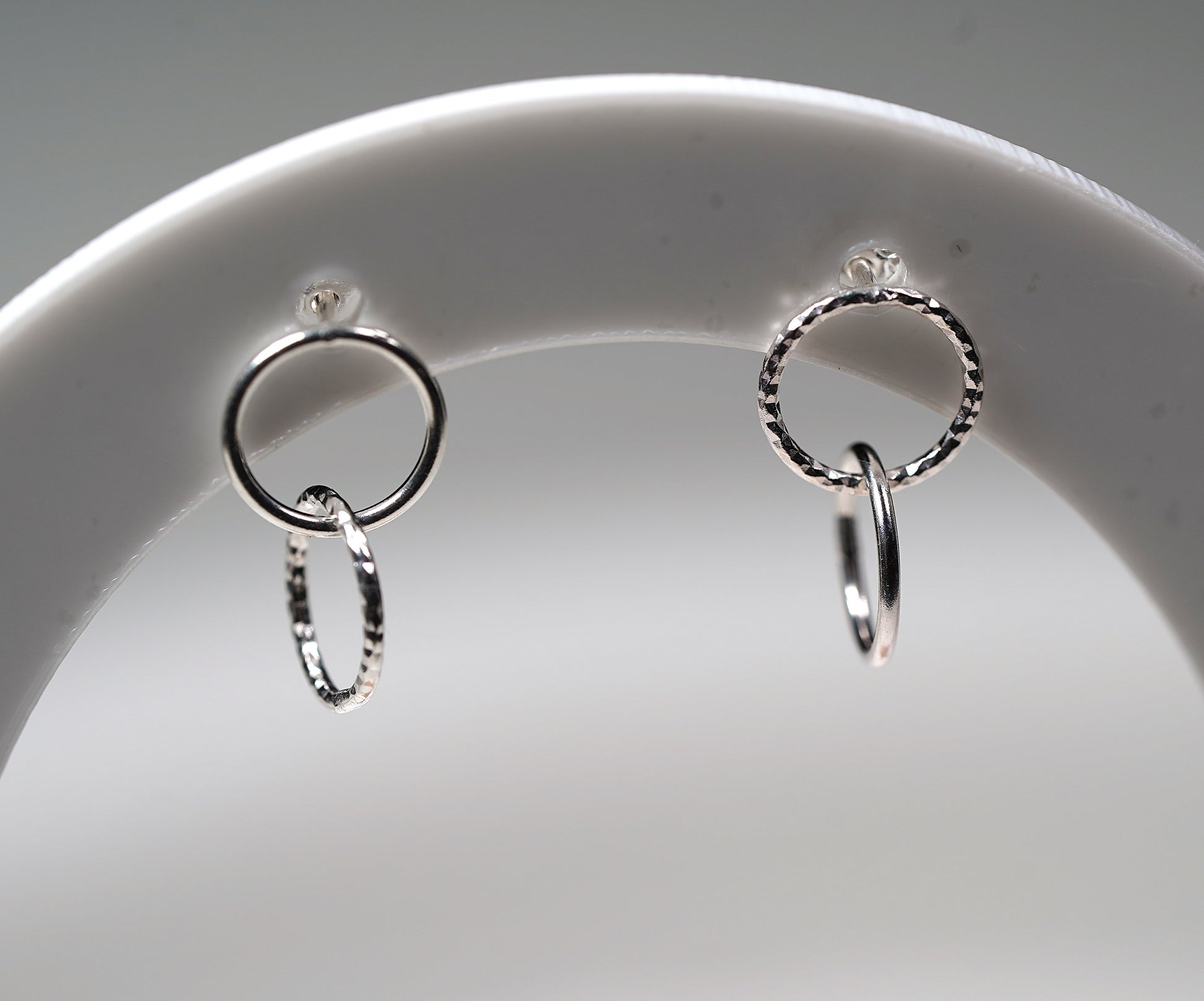 925 Sterling Silver Double Circle Drop Earrings