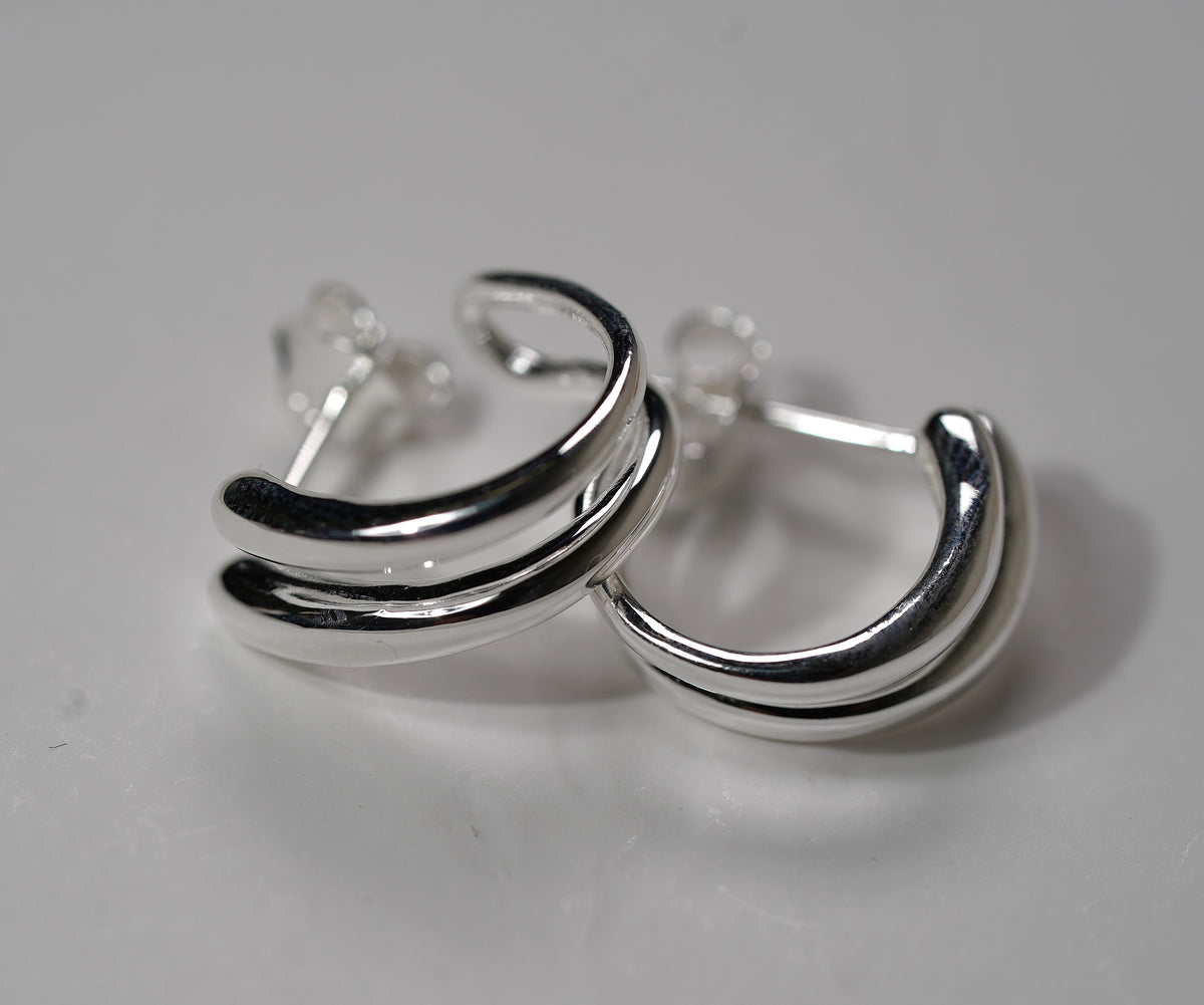 925 Sterling Silver Hoop Line Earrings