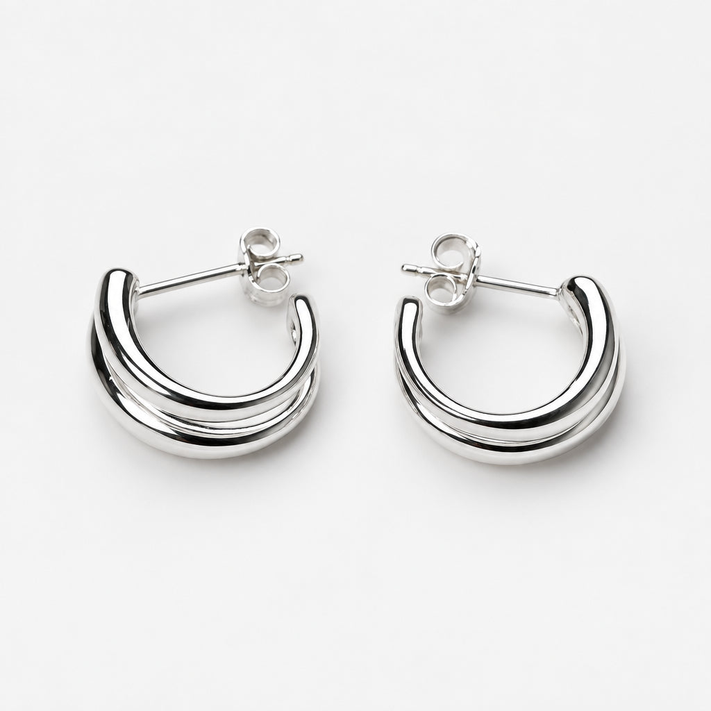 925 Sterling Silver Hoop Line Earrings
