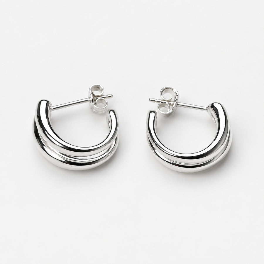 925 Sterling Silver Hoop Line Earrings