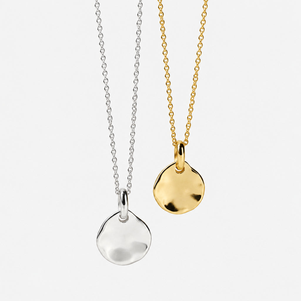 925 Sterling Silver and Gold Plated Simple Free Form Pendant Necklace 