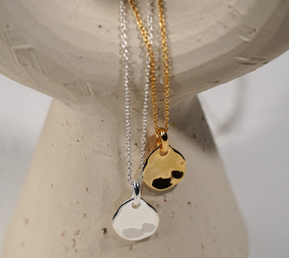925 Sterling Silver and Gold Plated Simple Free Form Pendant Necklace 