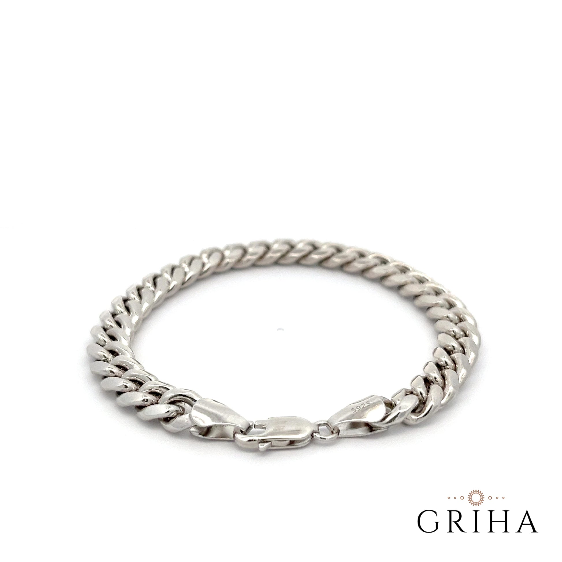 925 Sterling Silver 8mm Bracelet Cuban Link Chain