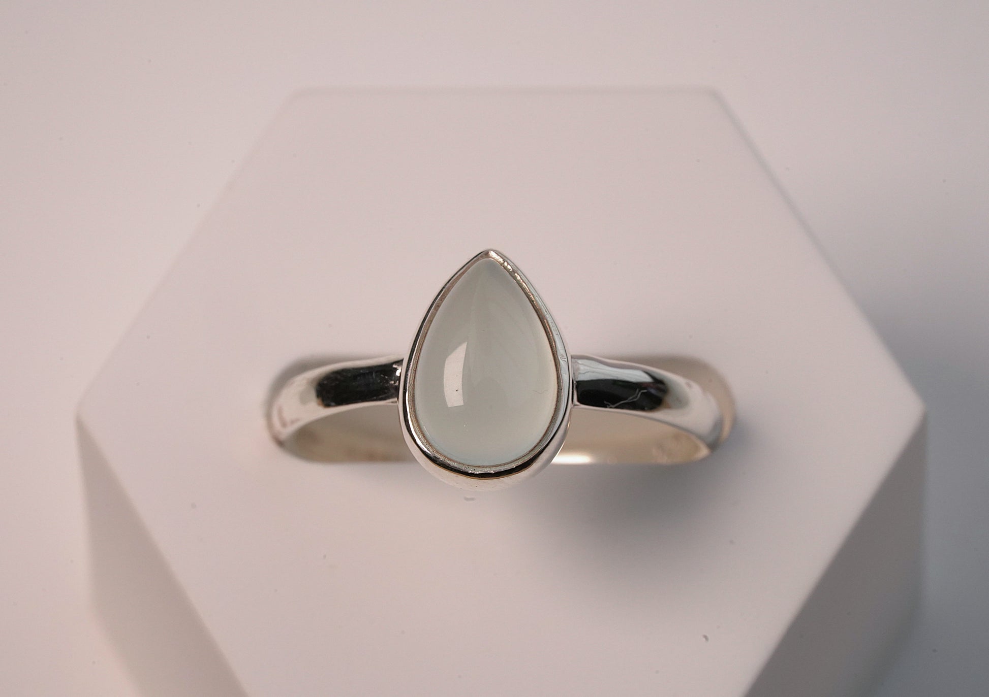 925 Sterling Silver Aqua Chalcedony gems  Ring