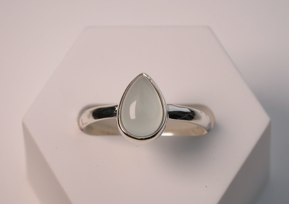 925 Sterling Silver Aqua Chalcedony gems  Ring