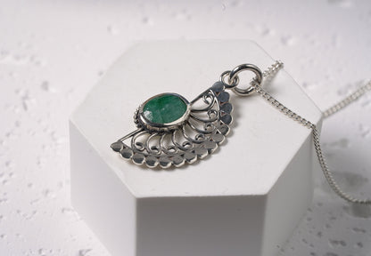 925 Sterling Silver Aventurine Adorned Pendant
