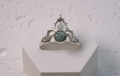 925 Sterling Silver Aventurine Crown Style Ring
