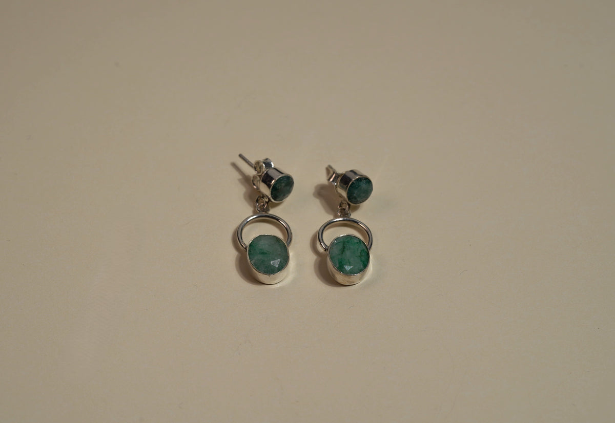 925 Sterling Silver Aventurine Stone Drop Earrings