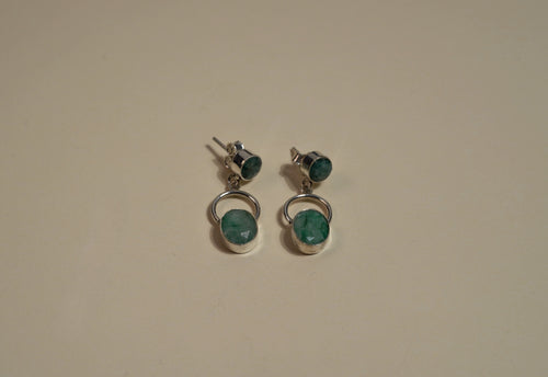 925 Sterling Silver Aventurine Stone Drop Earrings