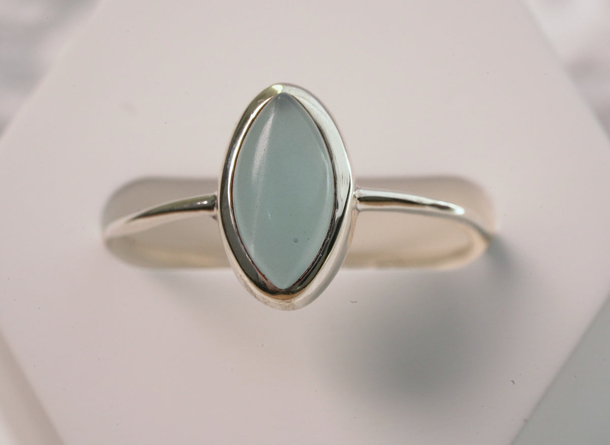925 Sterling Silver Blue Moonstone Sharpe Oval Ring