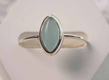 925 Sterling Silver Blue Moonstone Sharpe Oval Ring