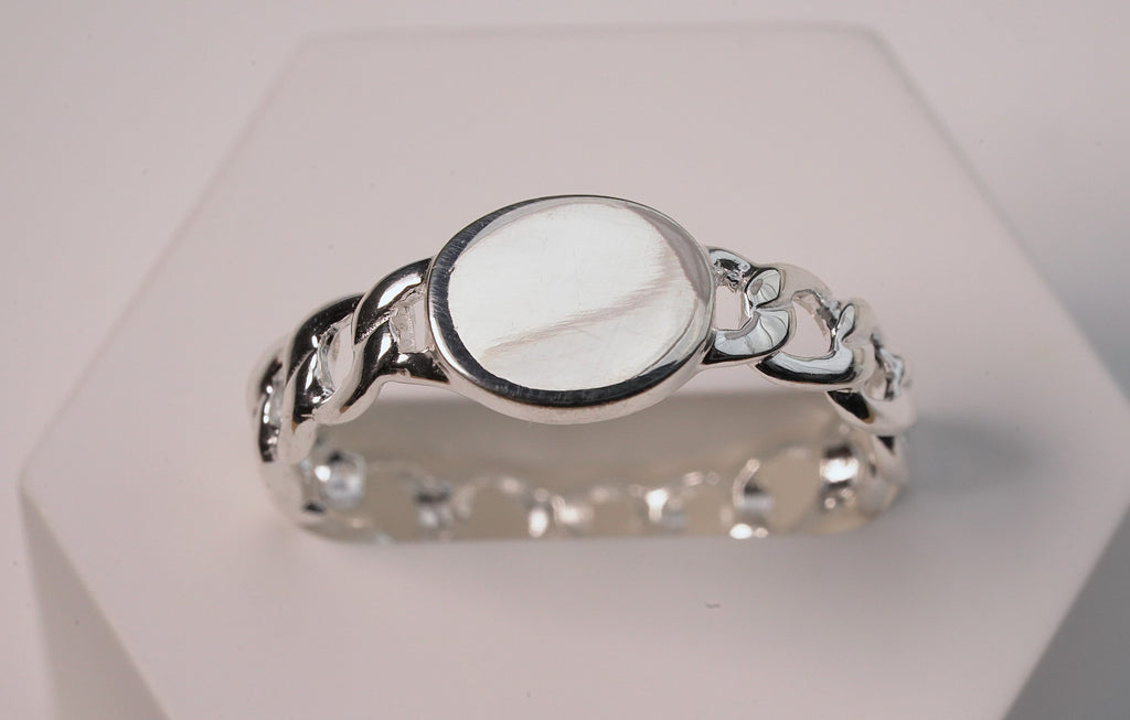 925 Sterling Silver Chain Signet Ring