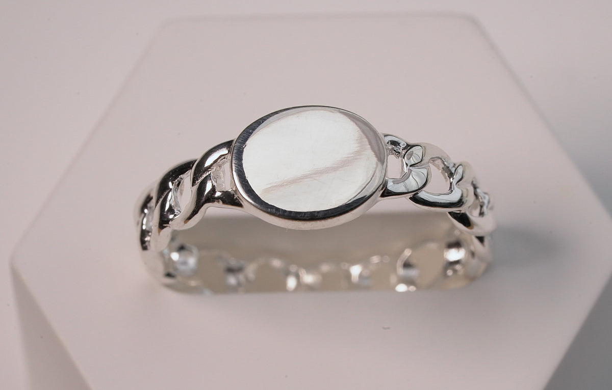 925 Sterling Silver Chain Signet Ring