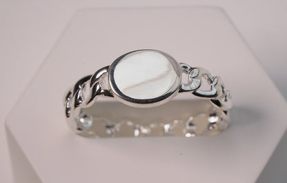 925 Sterling Silver Chain Signet Ring