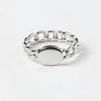 925 Sterling Silver Chain Signet Style Ring