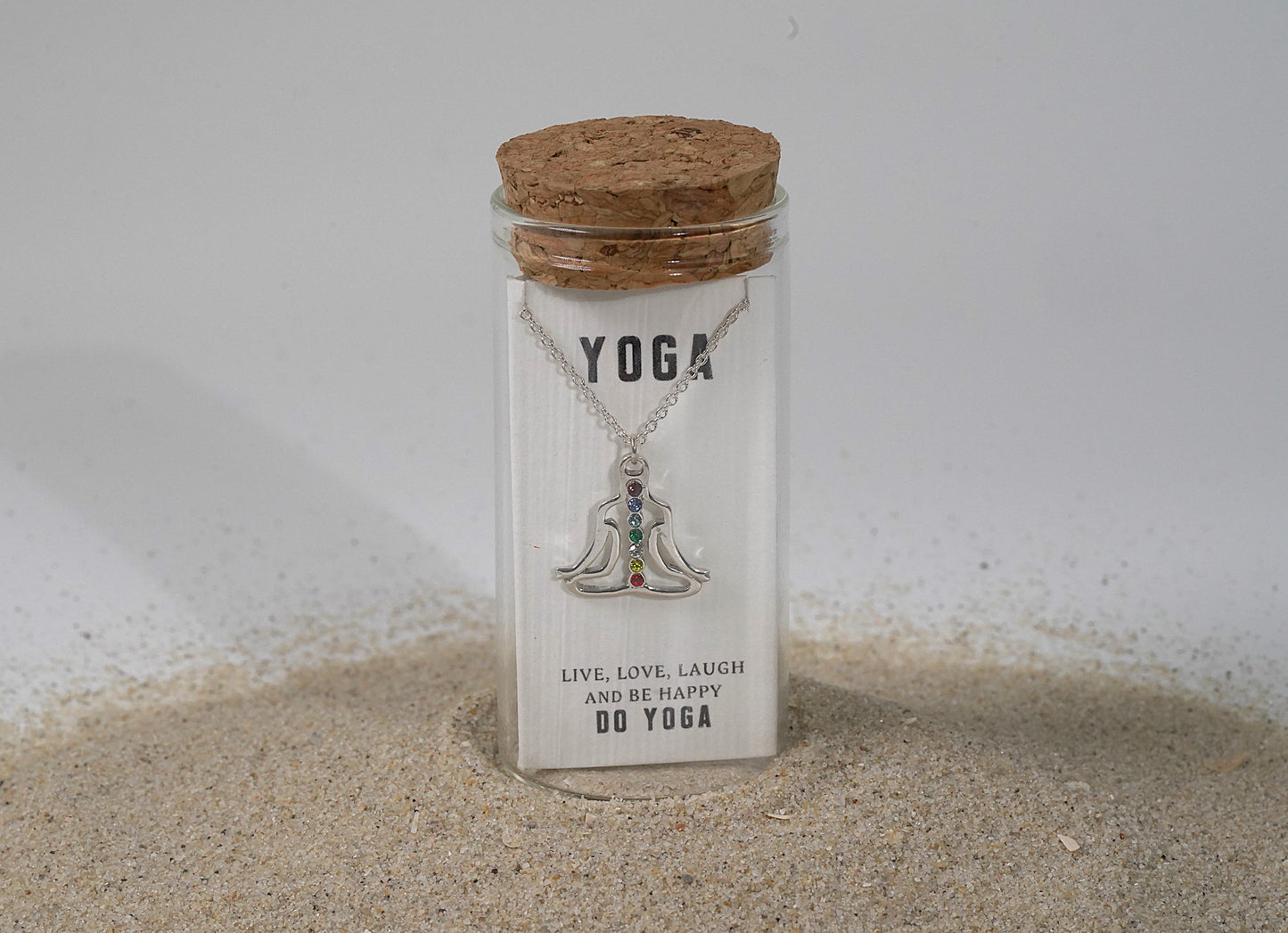 925 Sterling Silver Chakra Necklace with Swarovski Crystals