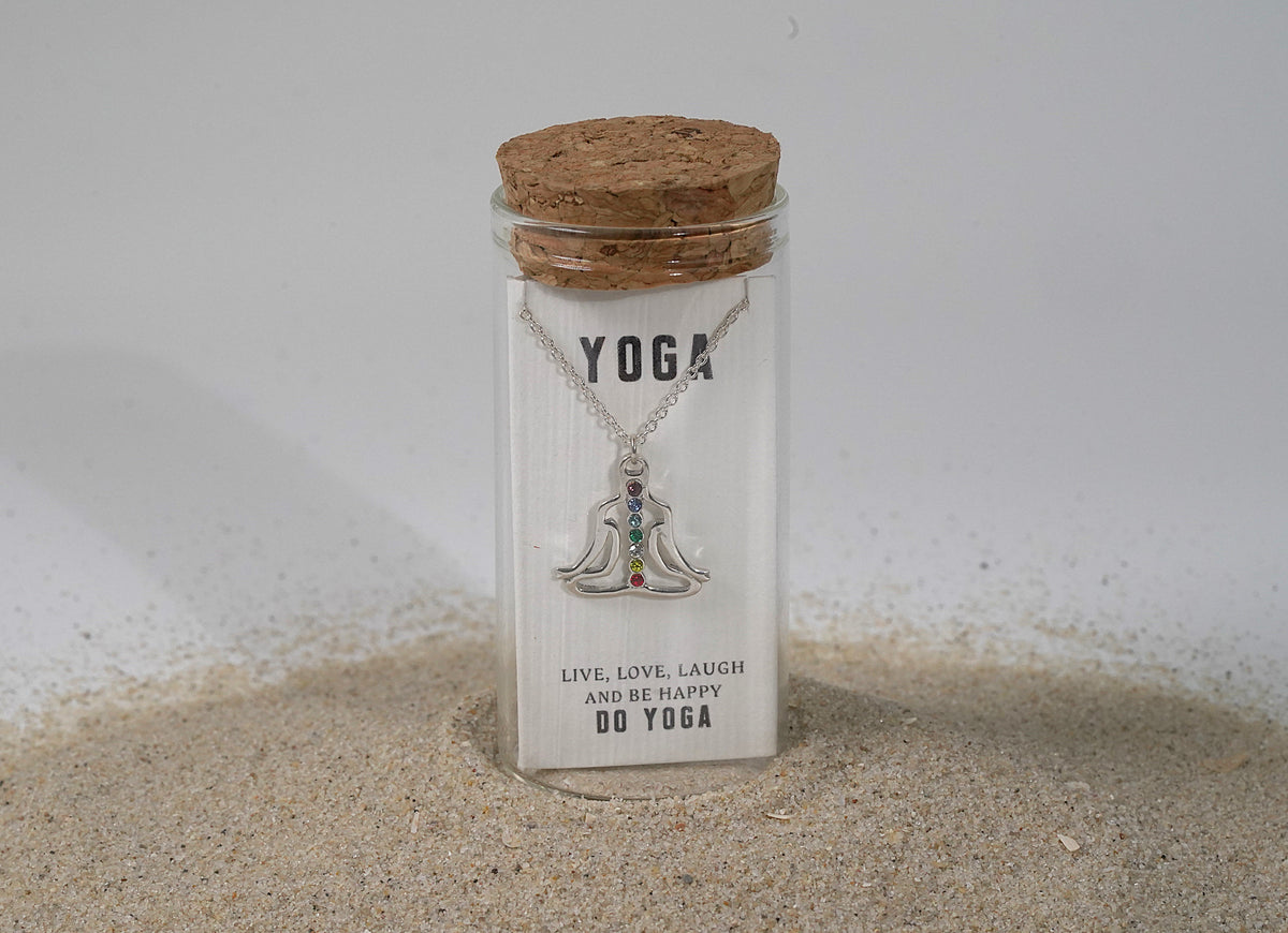 925 Sterling Silver Chakra Necklace with Swarovski Crystals