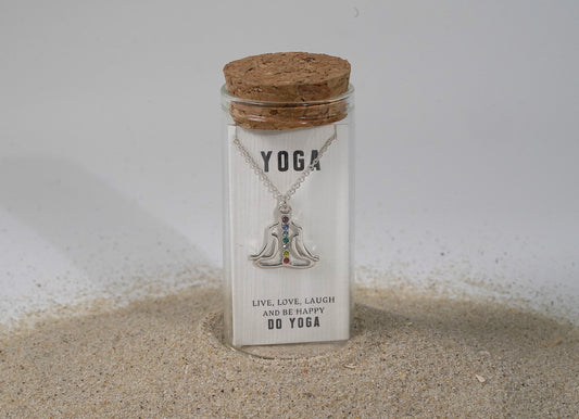 925 Sterling Silver Chakra Necklace with Swarovski Crystals