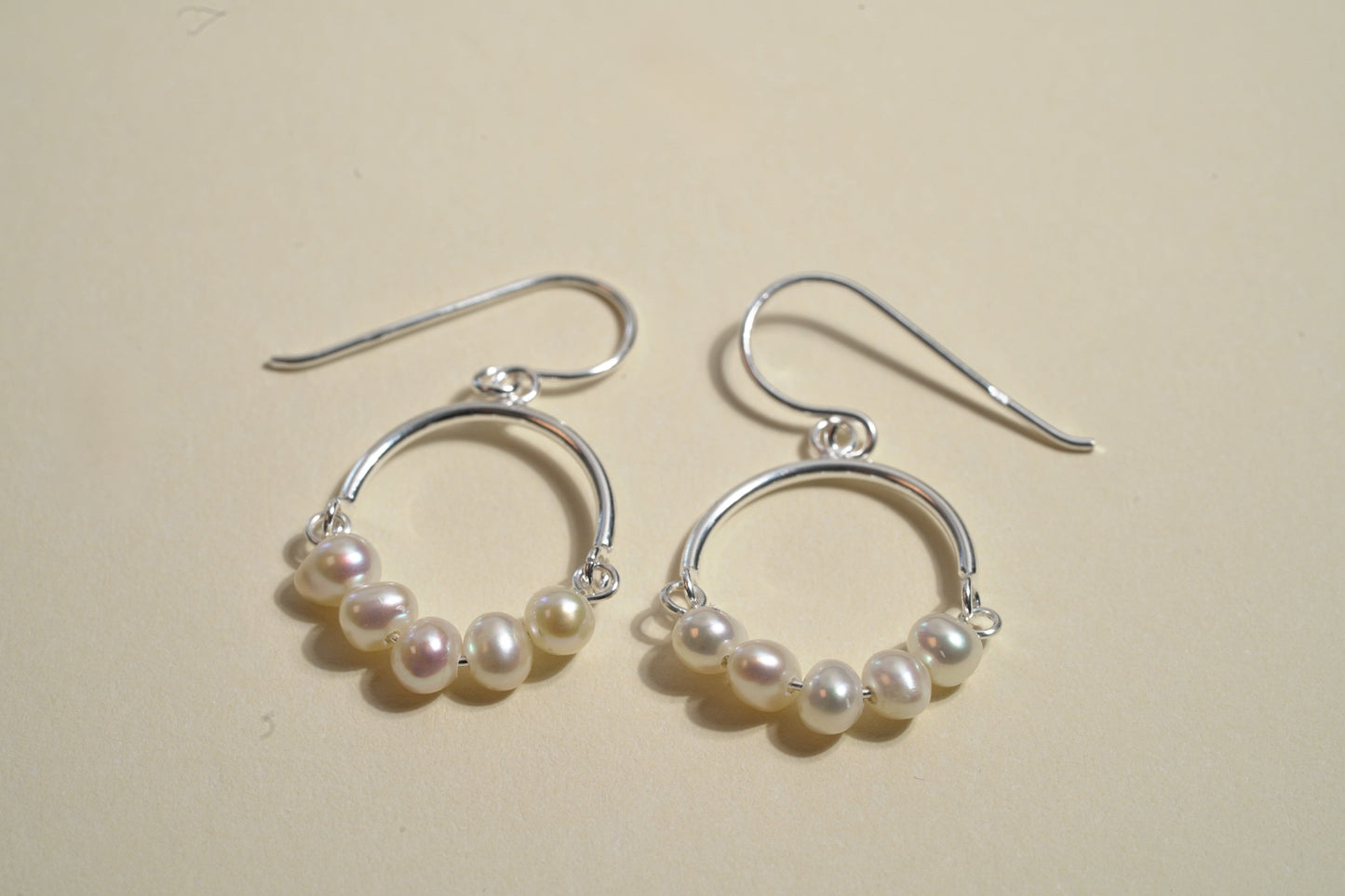 925 Sterling Silver Circle Earrings with Mother of Pearl