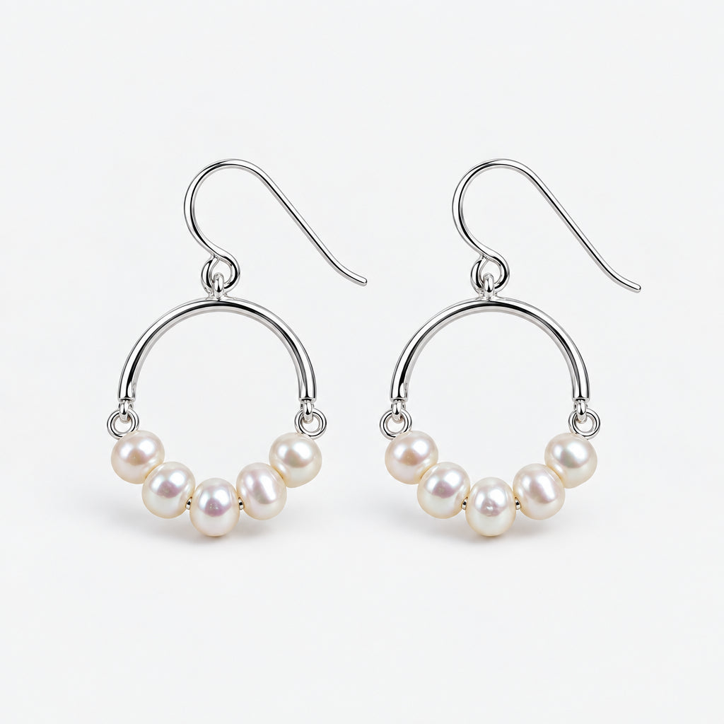 925 Sterling Silver Circle Earrings with Mother of Pearl