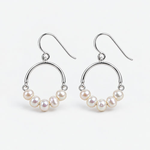 925 Sterling Silver Circle Earrings with Mother of Pearl