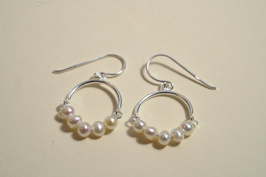 925 Sterling Silver Circle Earrings with Mother of Pearl