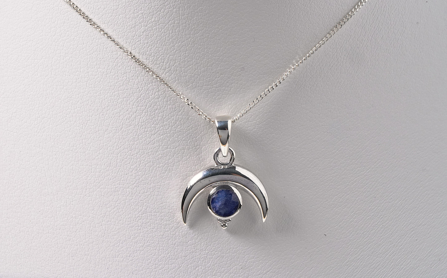 925 Sterling Silver Crescent Moon Jewellery Pendant with Agate Stone with necklace