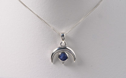 925 Sterling Silver Crescent Moon Jewellery Pendant with Agate Stone with necklace