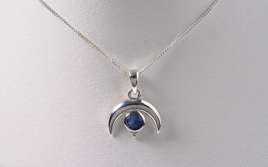 925 Sterling Silver Crescent Moon Jewellery Pendant with Agate Stone with necklace