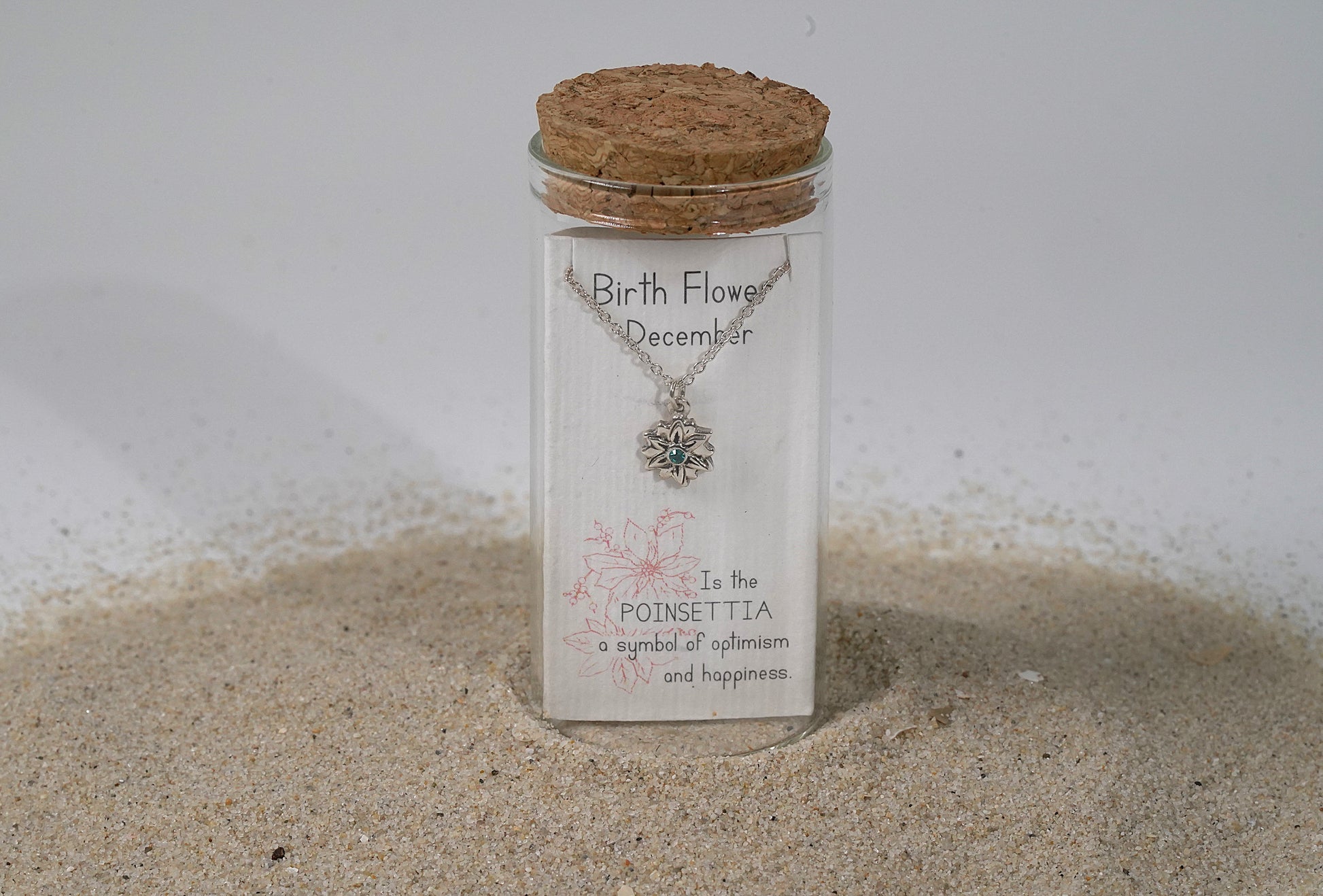 925 Sterling Silver December Birth Flower Necklace with Swarovski Crystal