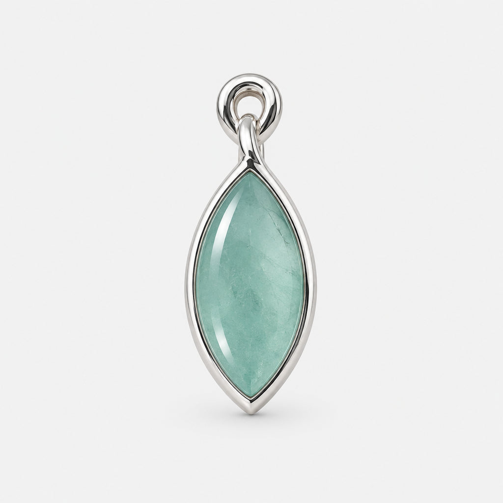 925 Sterling Silver Drop Shaped Natural Aquamarine Pendant