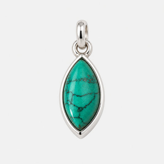 925 Sterling Silver Drop Shaped Natural Turquoise Pendant