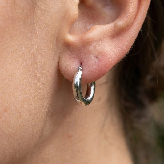 925 Sterling Silver Earrings - Chunky Mini Hoop | 925 Sterling Silver Chunky Mini Hoop Earrings | Griha