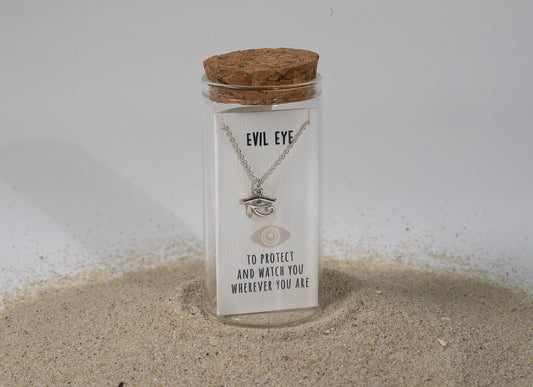 925 Sterling Silver Egyptian-Inspired Evil Eye Necklace with Swarovski Crystal