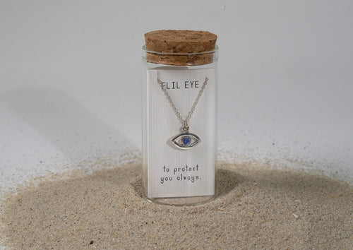 925 Sterling Silver Evil Eye Necklace with Swarovski Crystal