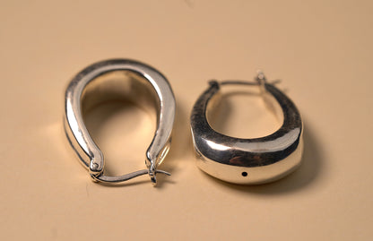 925 Sterling Silver Extra Chunky Oval Hoop Earrings