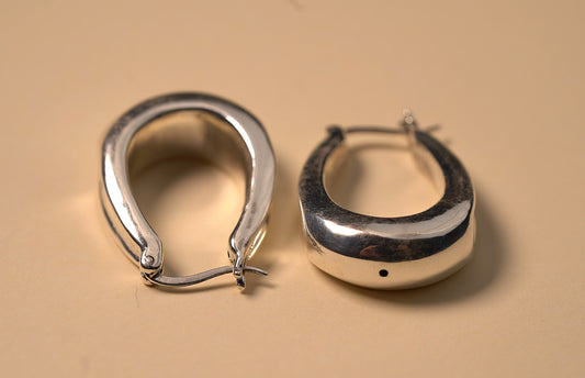 925 Sterling Silver Extra Chunky Oval Hoop Earrings