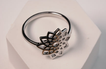 925 Sterling Silver Flower Mandala Ring