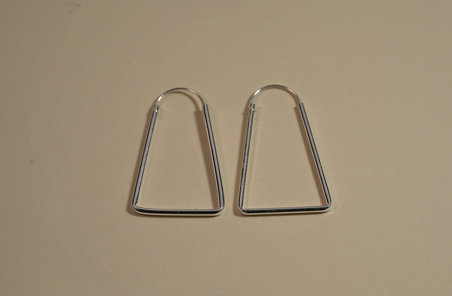 925 Sterling Silver Geometric Trapeze Shape Hoop Earrings