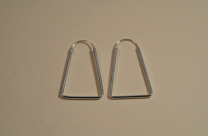 925 Sterling Silver Geometric Trapeze Shape Hoop Earrings