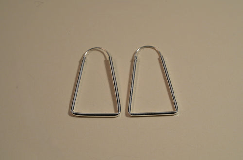 925 Sterling Silver Geometric Trapeze Shape Hoop Earrings