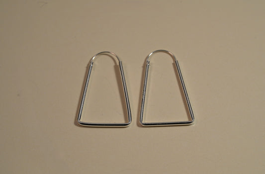 925 Sterling Silver Geometric Trapeze Shape Hoop Earrings