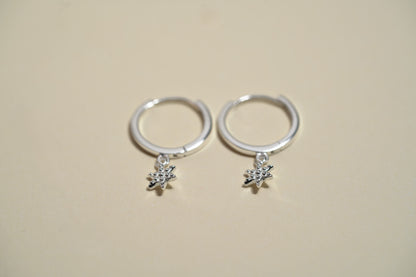 925 Sterling Silver Huggie Earrings with Star Charm