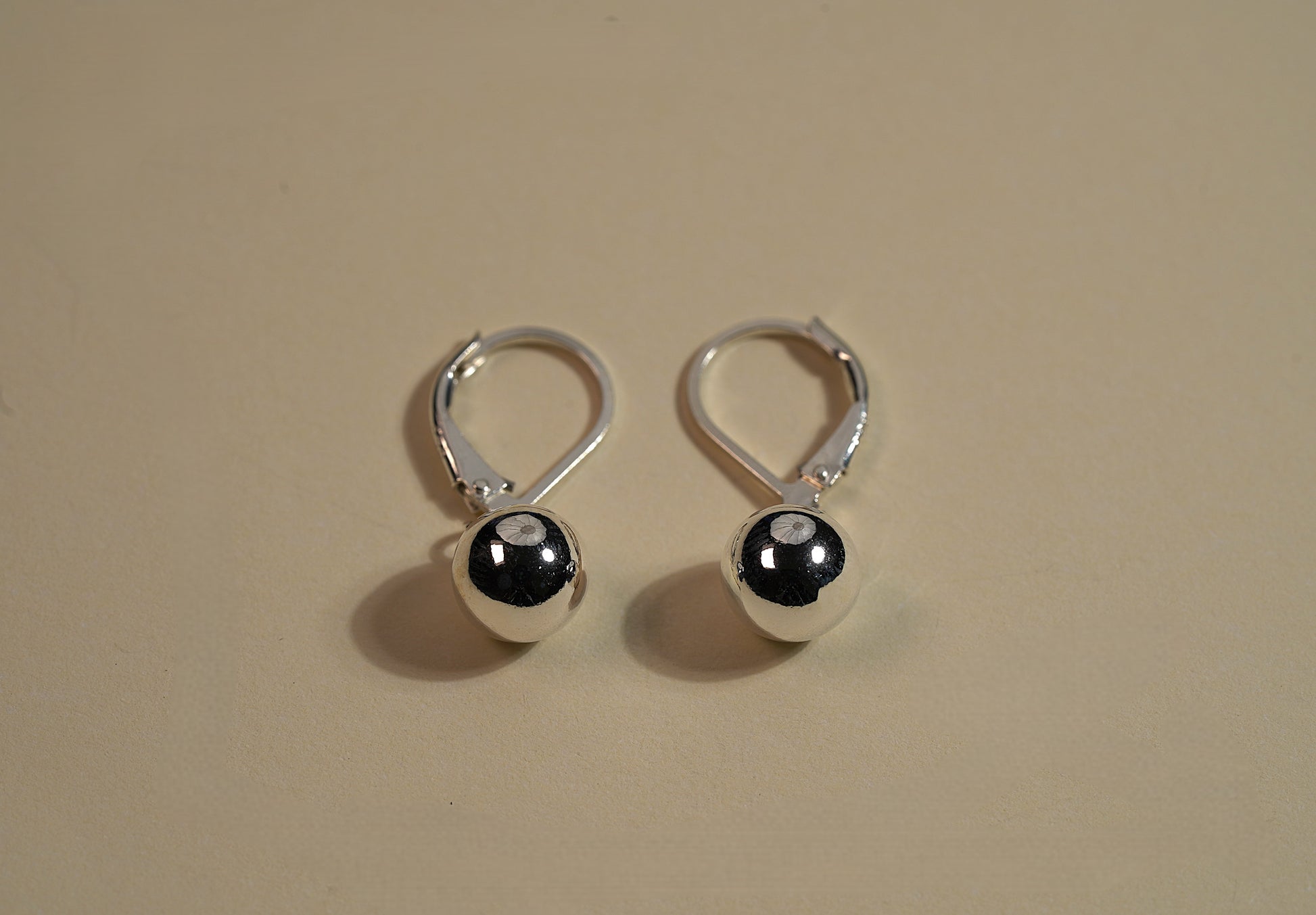 925 Sterling Silver Huggie Style Ball Drop Earrings