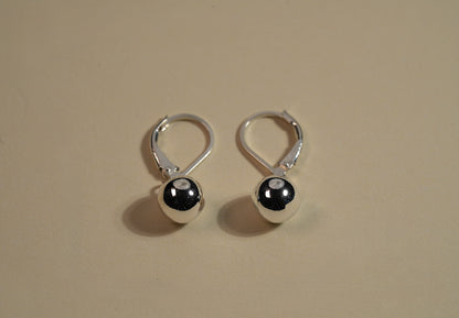 925 Sterling Silver Huggie Style Ball Drop Earrings