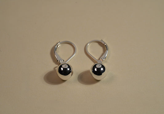 925 Sterling Silver Huggie Style Ball Drop Earrings