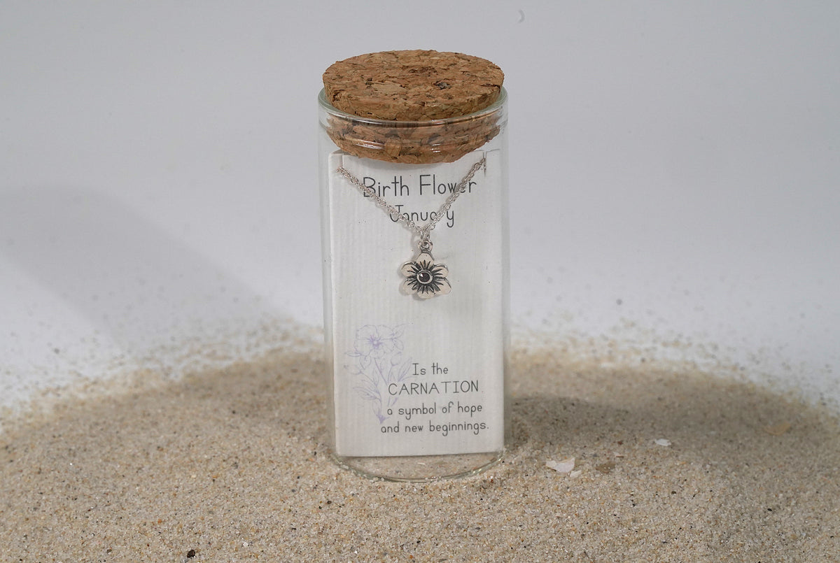 925 Sterling Silver January Birth Flower Necklace with Swarovski Crystal
